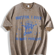 Raccoon in Space Retro 90s Vintage Washed T-Shirt in Brown