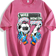 I Was 6 Now I'm 7 Soccer Vintage Washed T-Shirt in Red