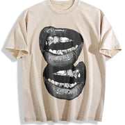 Fashionable Mouth Boxy for a Unique Bold Look vintage washed oversized T-shirt in Beige