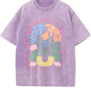 Girls Just Wanna Have Fundamental Human Rights and Batik vintage washed oversized T-shirt in Purple
