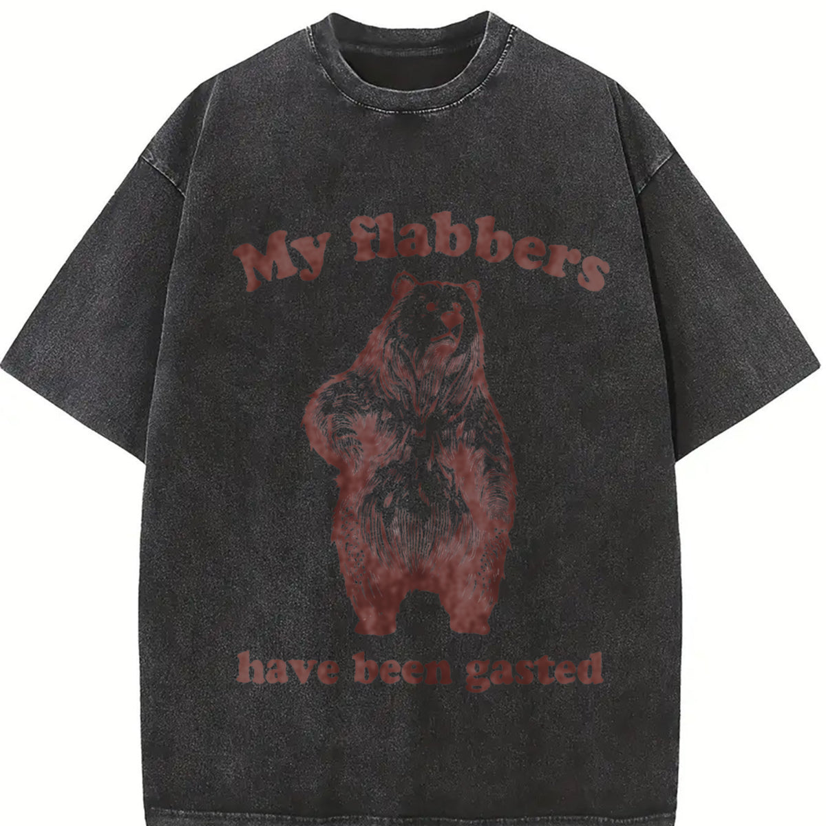 Retro Shocked Bear 90s Vintage Washed T-Shirt in Black