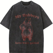 Retro Shocked Bear 90s Vintage Washed T-Shirt in Black