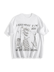 I Asked Myself If I'm Okay Skeleton Cotton T-Shirt in White