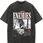 Thorfinn Vinland Saga Anime vintage washed oversized T-shirt in Black