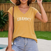 Grammy Floral Regular Vest Women's Color Cotton Tank Top in Yellow