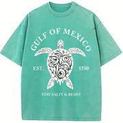 Gulf of Mexico Stay Salty & Resist Vintage Washed T-Shirt in Blue