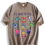 Insidee Out It's Okay to Feel All the Feels Vintage Washed T-Shirt in Brown