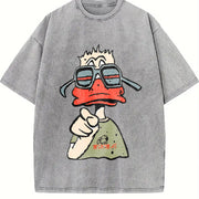 For Formal Urban Distressed Enthusiasts Vintage Washed T-Shirt in Gray