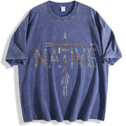 Native Indian American Day Pride Indigenous Native vintage washed oversized T-shirt in Blue