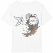 Metallic Star Face Cotton T-Shirt in White