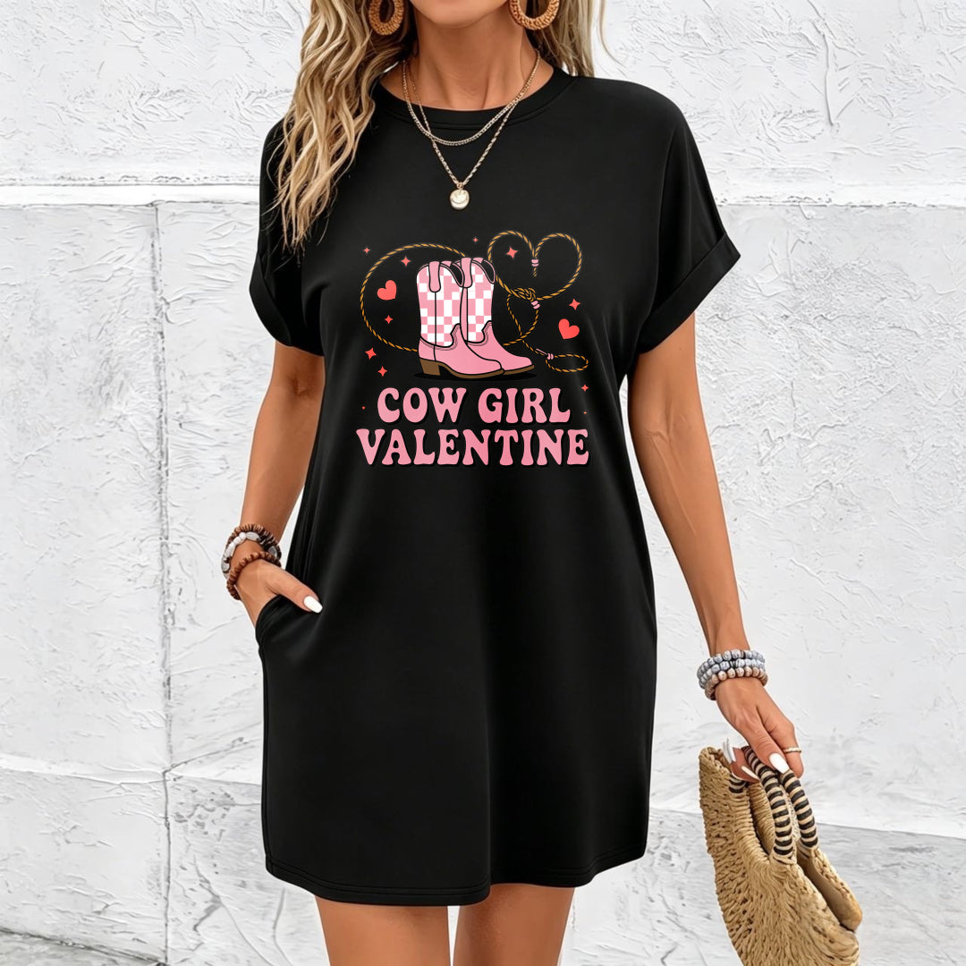 Valentine's Day Dress Cotton T-Shirt in Black