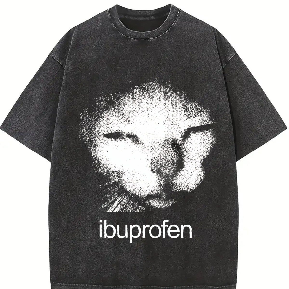 Hilarious Ibuprofen Cat: Wildly Awkward Comedy Vintage Washed T-Shirt in Black