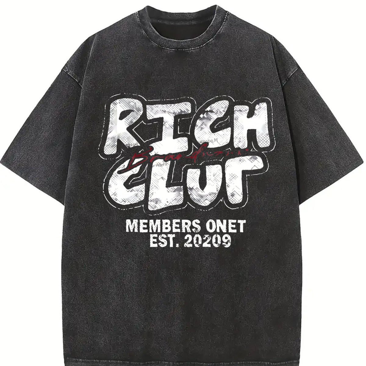 Rich Club Members Only Vintage Washed T-Shirt in Black