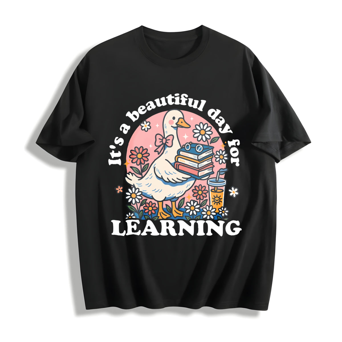 It’s a Beautiful Day for Learning Cotton T-Shirt in Black