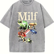 Man I Love Frogs Frog Meme Vintage Washed T-Shirt in Gray