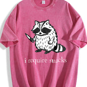 I Require Snacks Raccoon vintage washed oversized T-shirt in Red