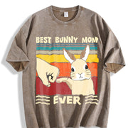 Happy Easter Best Bunny Mom Ever Vintage Washed T-Shirt in Brown