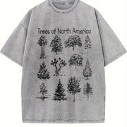 Trees of North America Vintage Washed T-Shirt in Gray