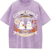 Gilmore Ghouls Halloween Fall Vibes Vintage Washed T-Shirt in Purple