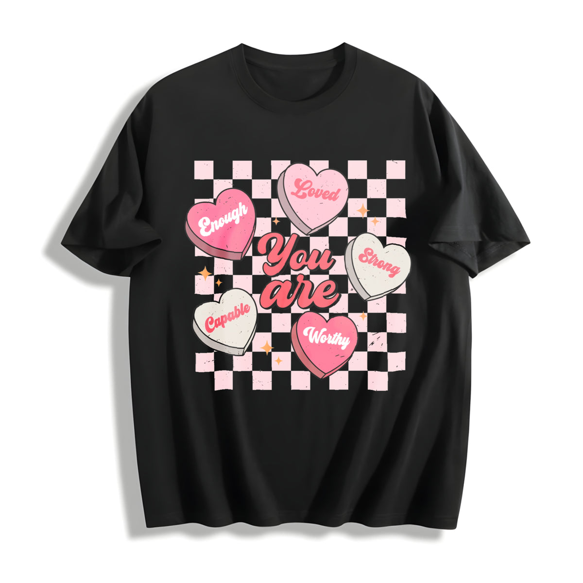 Valentine's Day Loose- Basic Stylish Cotton T-Shirt in Black