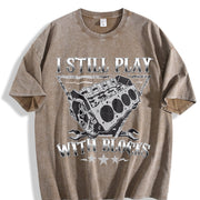 I Still Play with Blocks Vintage Washed T-Shirt in Brown