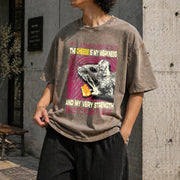 The Cheese Is My Strength Vintage Washed T-Shirt in Brown