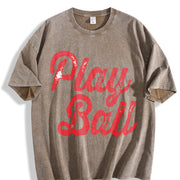 Play Ball Game Day Vintage Washed T-Shirt in Brown