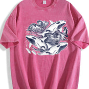Orcas ® Ocean 90s Retro Sea Animals Vintage Washed T-Shirt in Red