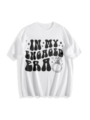 In My Engaged Era Engagement Cotton T-Shirt in White