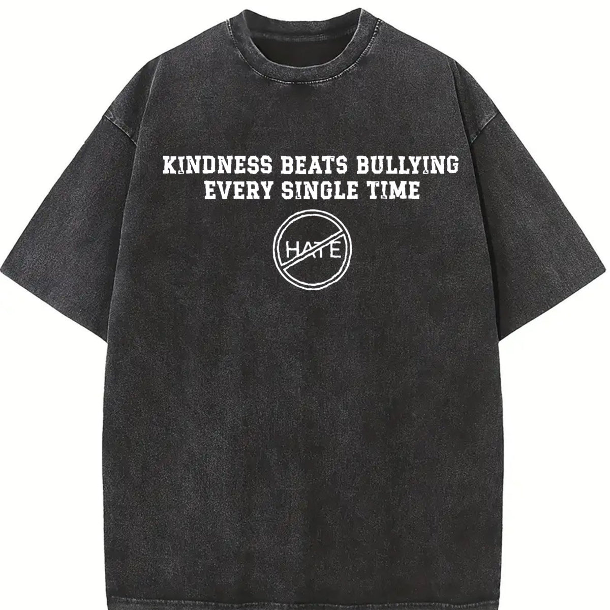 Kindness Beats Bullying Every Single Time Vintage Washed T-Shirt in Black