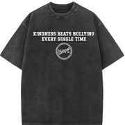 Kindness Beats Bullying Every Single Time Vintage Washed T-Shirt in Black