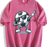 Dabbing Soccer Ball Vintage Washed T-Shirt in Red
