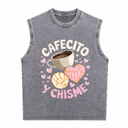 Latina Mexican Baked Concha Pastry Conchas Vintage Washed Tank Top in Gray