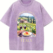 What a Perfect Time to Go to Italy for Italy Lover Vintage Washed T-Shirt in Purple