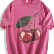 Cherry Fruit Vintage Washed T-Shirt in Red