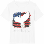 Land of the Free Because of the Brave Patriotic Eagle Cotton T-Shirt in White