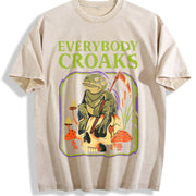 Everybody Croaks Frog Vintage Washed T-Shirt in Beige