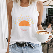 2024 European and American Letter Vest Women's Color Cotton Tank Top in White