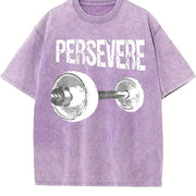 Persevere Barbell Vintage Washed T-Shirt in Purple