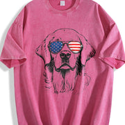Patriotic Dog Mom Vintage Washed T-Shirt in Red