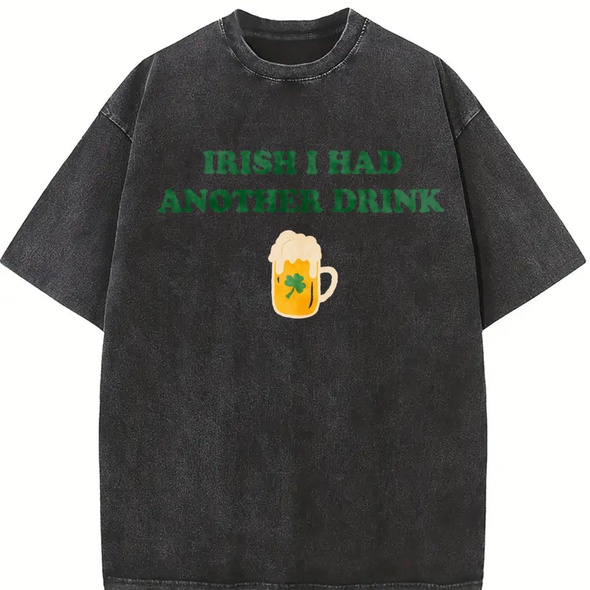 Irish I Had Another Drink Baby Vintage Washed T-Shirt in Black