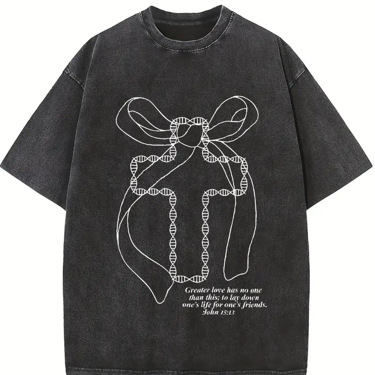 Cross Letter Vintage Washed T-Shirt in Black