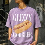 Glizzy Gobbler Hot Dog Vintage Washed T-Shirt in Purple