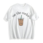Iced Coffee Lover Multi Color Cotton T-Shirt in White