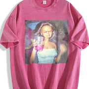 Drinking Party Doll Vintage Washed T-Shirt in Red