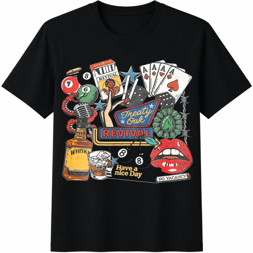2026 Treaty Oak Revival Treaty O REV Letter Back Retro Cotton T-Shirt in Black