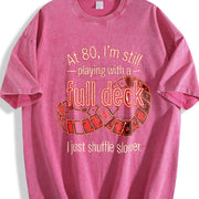At 80 Full Deck Shuffle Slower Vintage Washed T-Shirt in Red