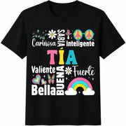 Tia Announcement Aunt Cotton T-Shirt in Black