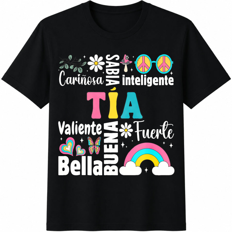Tia Announcement Aunt Cotton T-Shirt in Black