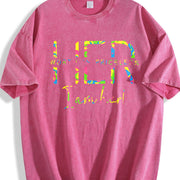 Letter Wear for Daily Vacation Outdoor Ladies vintage washed oversized T-shirt in Red